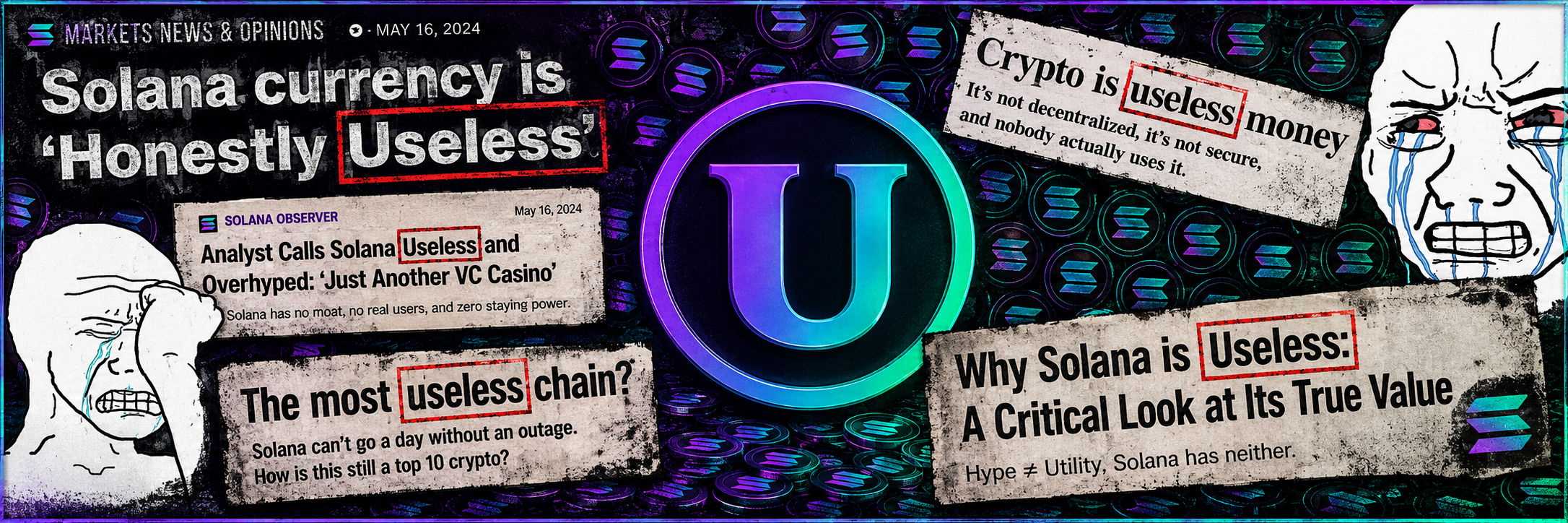 USELESS SOLANA press banner